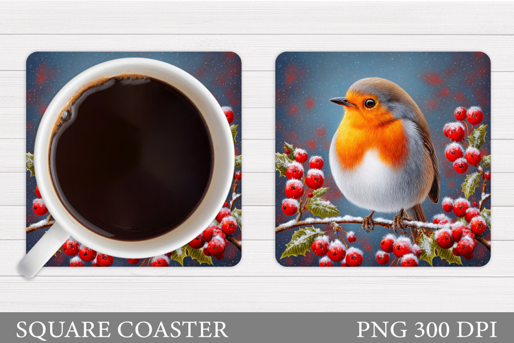 Christmas Bird Coaster Sublimation. Christmas Coaster Design