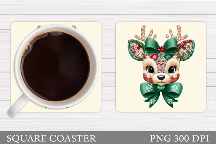 Christmas Deer Coaster Design. Christmas Coaster Sublimation example image 1