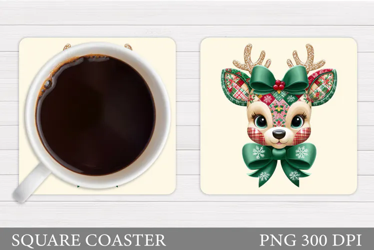 Christmas Deer Coaster Design. Christmas Coaster Sublimation