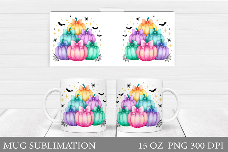 Pumpkin Mug Wrap Design. Halloween Mug Sublimation