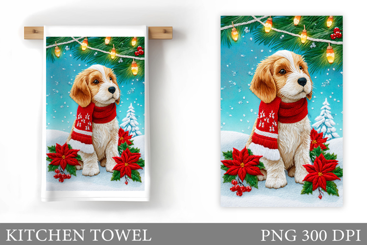 Christmas Dog Kitchen Towel. Christmas Kitchen Towel Design