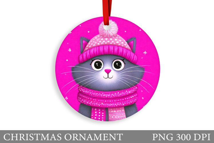 Cute Cat Christmas Ornament. Winter Cat Christmas Ornament