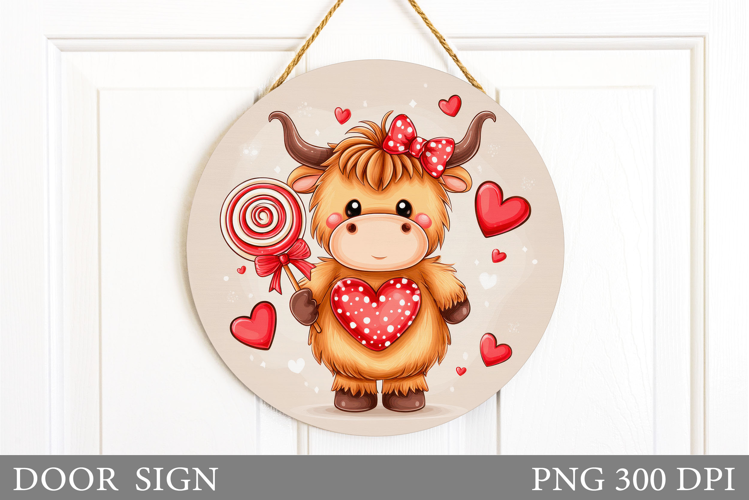 Valentines Cow Door Sign. Valentines Door Sign Sublimation