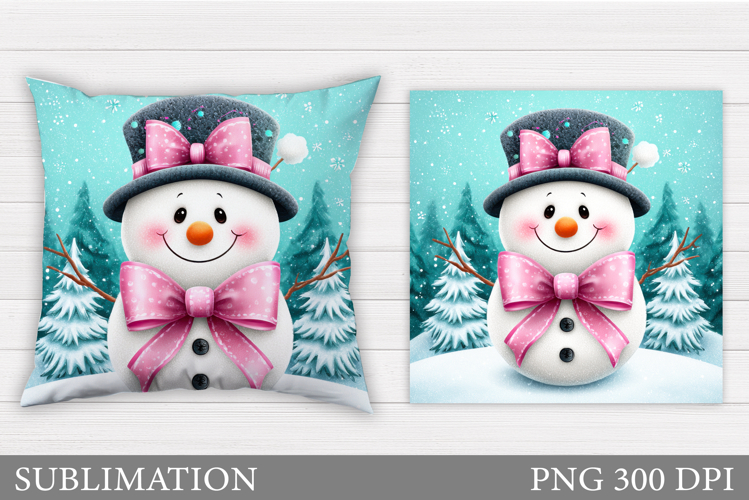 Cute Snowman Pillow Sublimation. Christmas Pillow Design
