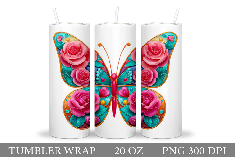 Butterflies Tumbler Design. Butterfly Tumbler Sublimation