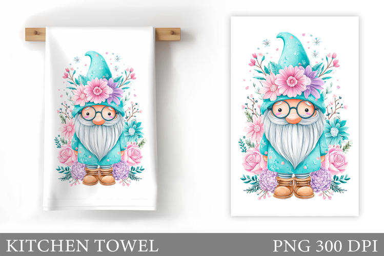 Cute Gnome Kitchen Towel Design. Cute Gnome Sublimation
