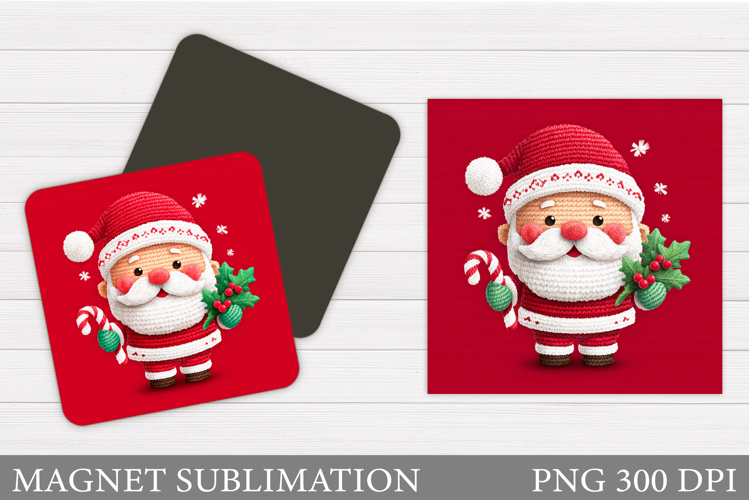 Santa Claus Magnet Sublimation. Christmas Magnet Design