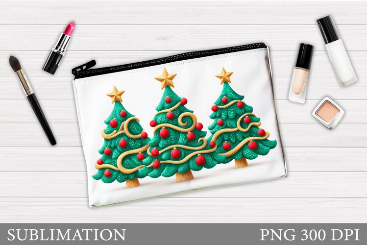 Christmas Cosmetics Bag. Christmas Tree Makeup Bag Design example image 1