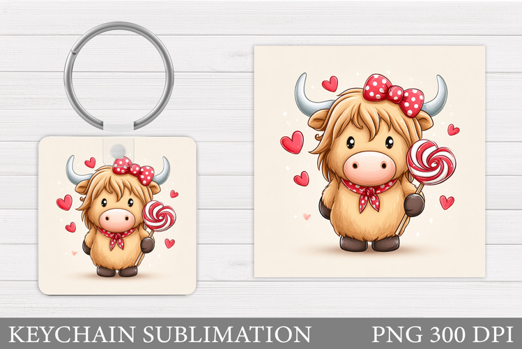 Valentines Cow Keychain. Valentine Keychain Design