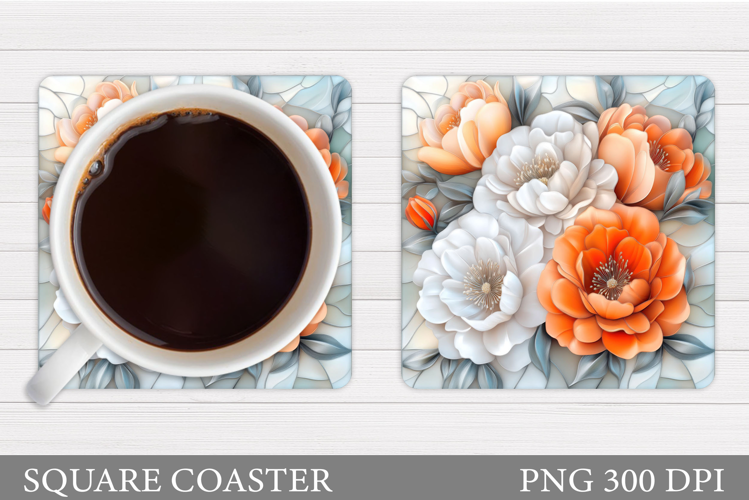 Flowers Coaster Sublimation. Floral Coaster Design