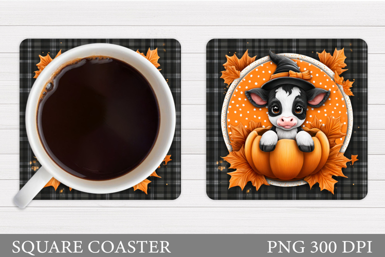 Fall Cow Coaster Design. Fall Coaster Sublimation
