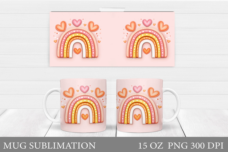 Valentines Rainbow Mug Design. Valentines Mug Sublimation