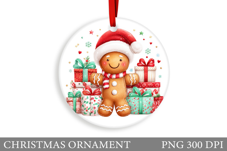 Gingerbread Christmas Ornament. Cute Raccoon Sublimation