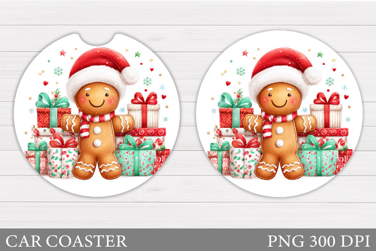 Gingerbread Car Coaster. Christmas Car Coaster Sublimation