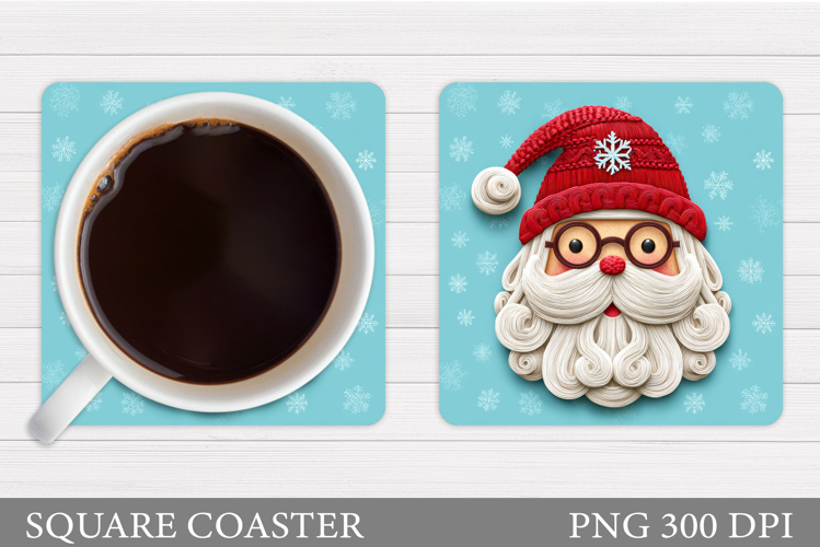 Cute Santa Coaster Sublimation. Santa Claus Coaster Design