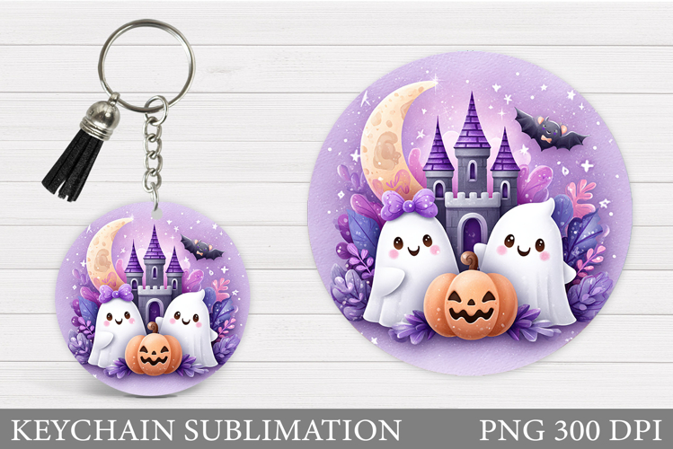 Cute Ghost Keychain Design. Cute Halloween Keychain