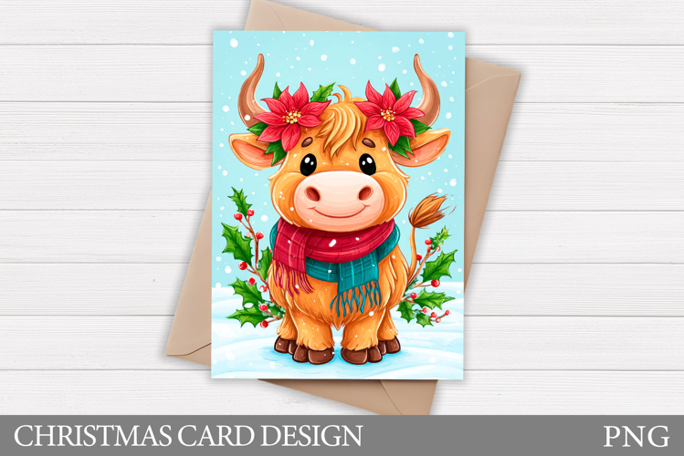 Christmas Cow Card Printable. Christmas Card Design