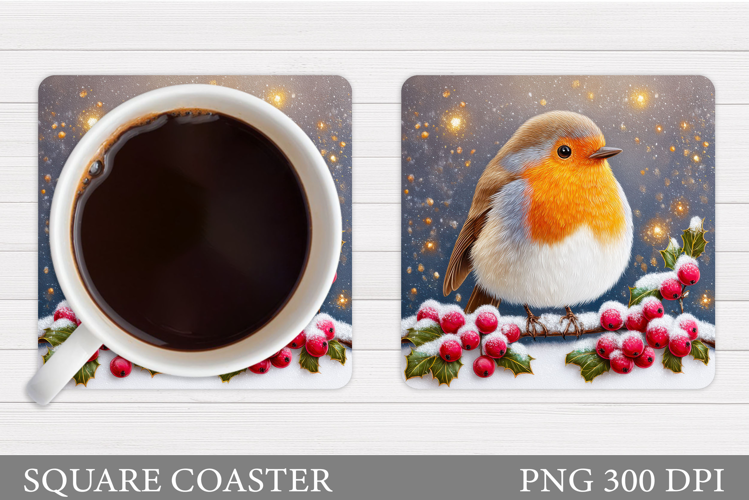 Christmas Bird Coaster Design. Christmas Coaster Sublimation