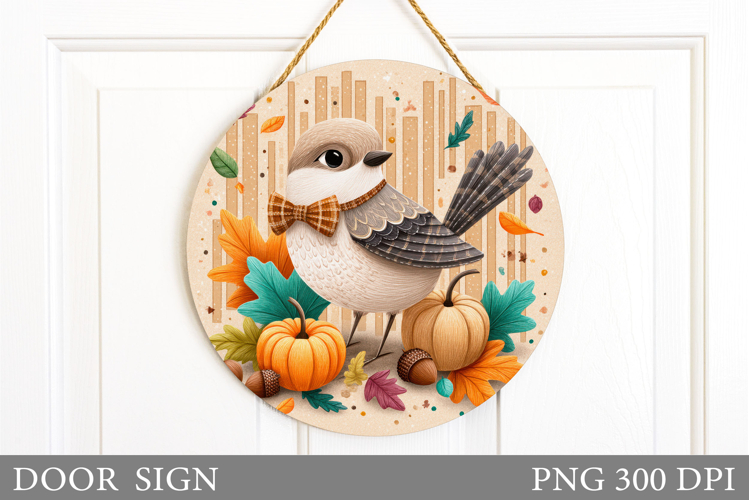 Fall Bird Door Sign Sublimation. Fall Door Sign Design