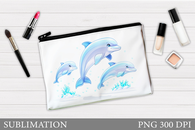 Dolphin Makeup Bag Sublimation. Dolphin Cosmetics Bag Design