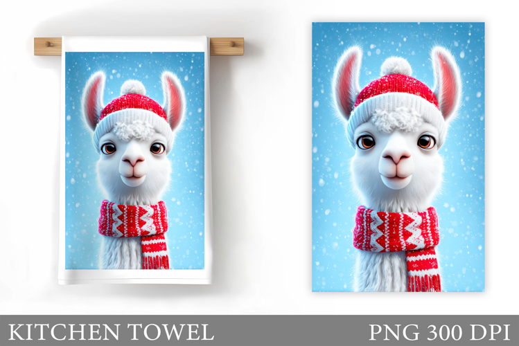 Christmas Lama Kitchen Towel. Christmas Kitchen Towel Design