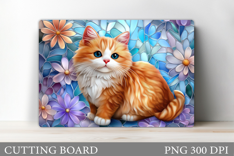 Cute Cat Cutting Board. Cat Flowers Cutting Board Design