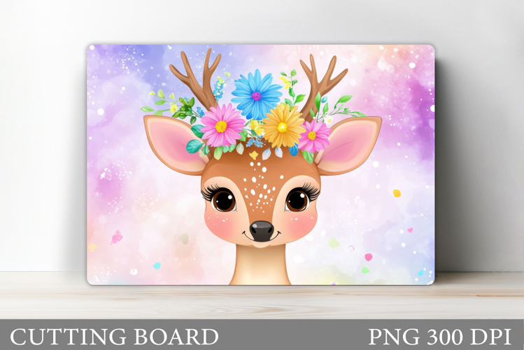 Cute Deer Cutting Board. Deer Flowers Cutting Board Design