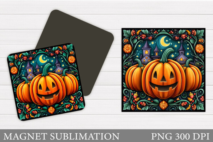 Halloween Pumpkin Magnet. Halloween Magnet Sublimation example image 1