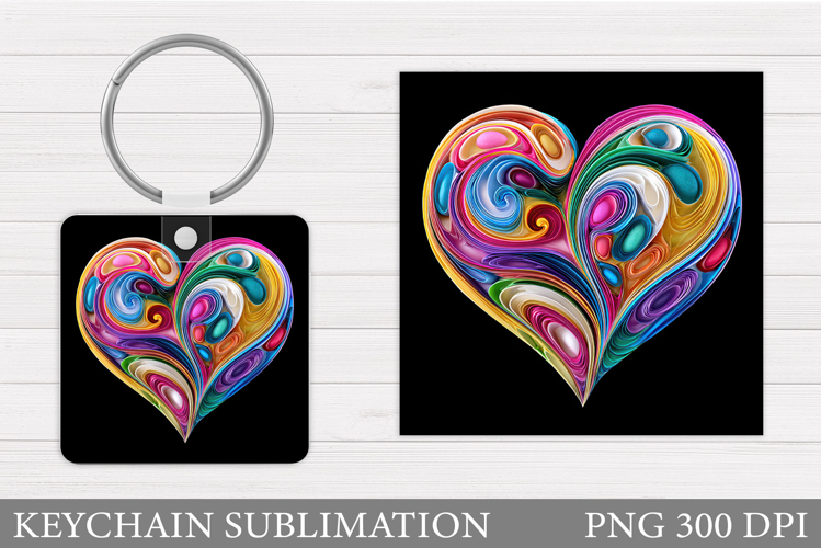 Heart Keychain Sublimation. Valentine Keychain Design