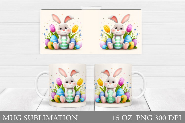 Easter Bunny Mug Design. Easter Mug Wrap Sublimation