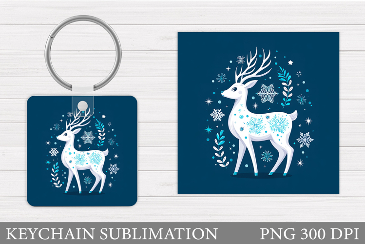 Cute Deer Keychain Design. Christmas Keychain Sublimation