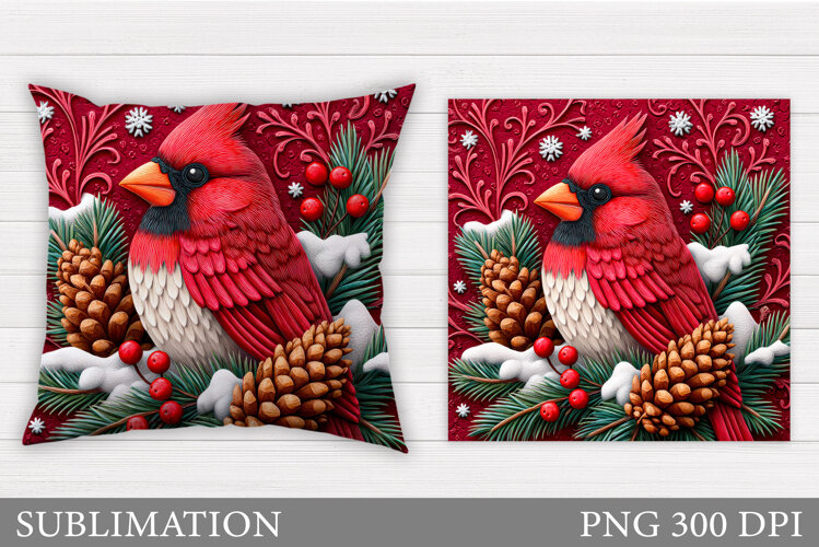Cardinal Pillow Design. Christmas Pillow Sublimation example image 1