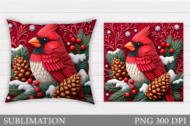 Cardinal Pillow Design. Christmas Pillow Sublimation