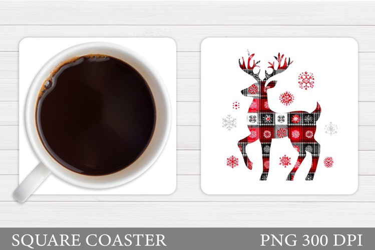 Reindeer Coaster Design. Christmas Coaster Sublimation