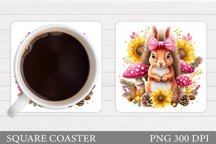 Cute Squirrel Coaster Design. Cute Squirrel Sublimation