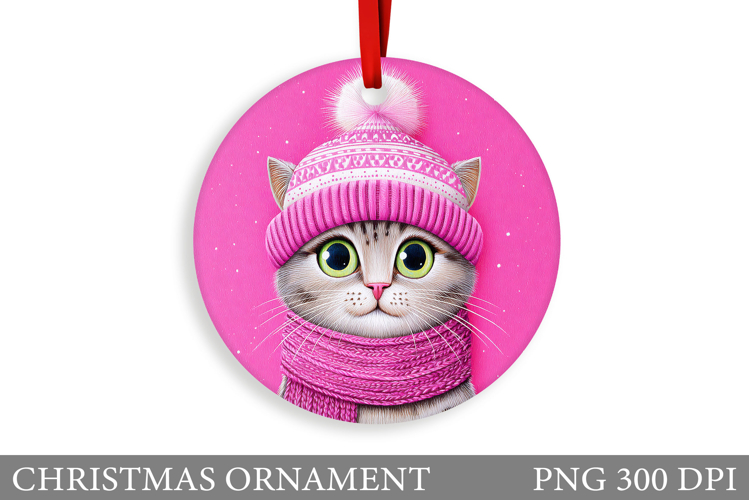 Cute Cat Christmas Ornament. Winter Cat Christmas Ornament