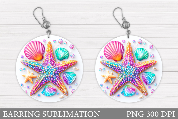 Starfish Earring Sublimation. Seashell Earring Design