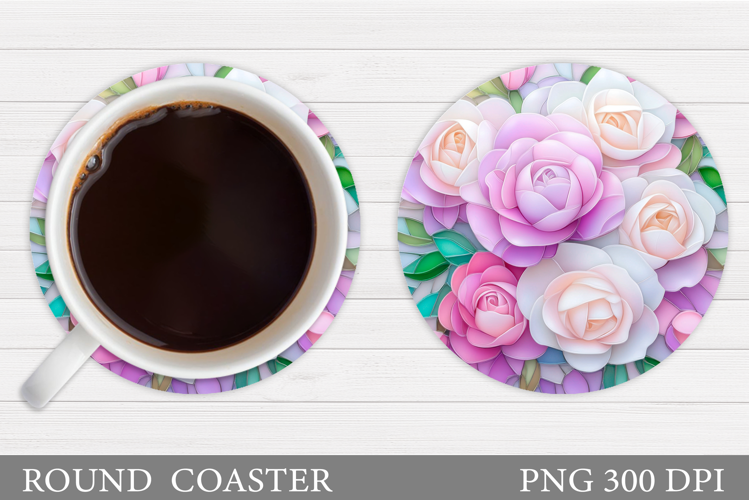 Roses Coaster Sublimation. Flowers Coaster Design