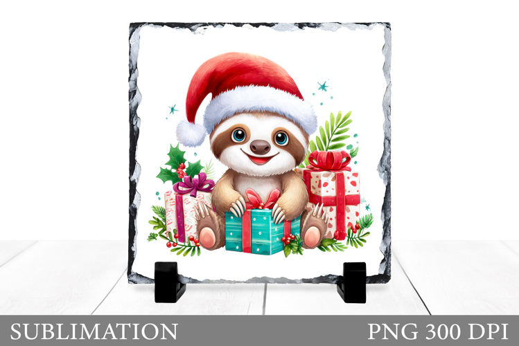 Christmas Sloth Sublimation. Christmas Sloth Slate Design