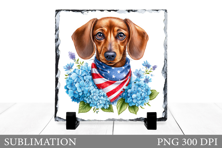 Patriotic Dog Sublimation. Patriotic Dog Slate Design