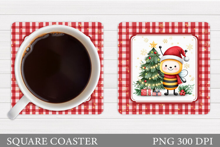 Christmas Bee Coaster. Christmas Coaster Sublimation example image 1