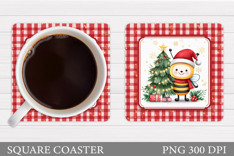 Christmas Bee Coaster. Christmas Coaster Sublimation