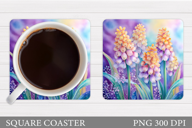 Flowers Coaster Sublimation. Floral Coaster Design