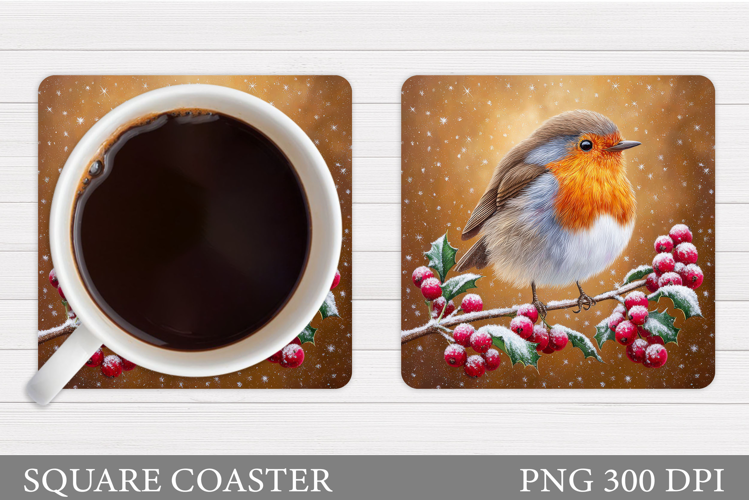 Christmas Bird Coaster Sublimation. Christmas Coaster Design