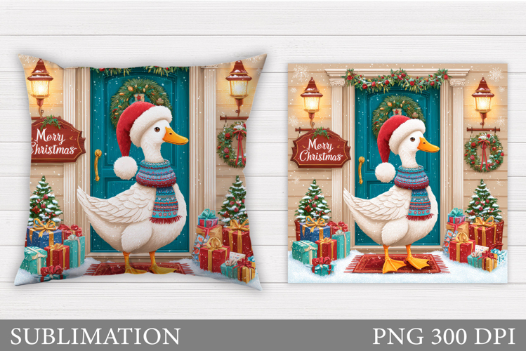 Christmas Goose Pillow Design. Christmas Sublimation