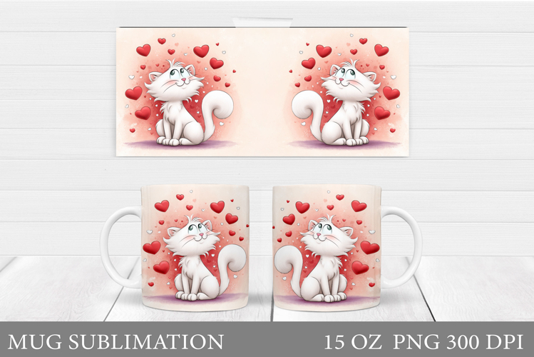 Valentines Cat Mug Design. Valentines Mug Sublimation