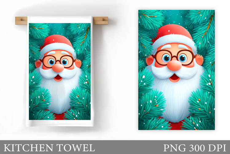 Santa Claus Kitchen Towel. Christmas Kitchen Towel Design
