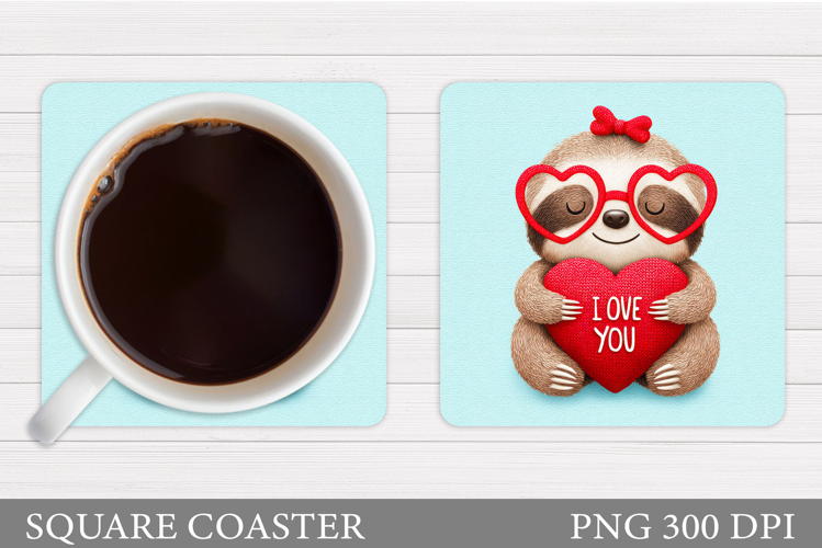 Valentines Sloth Coaster Design. Valentines Sloth Coaster