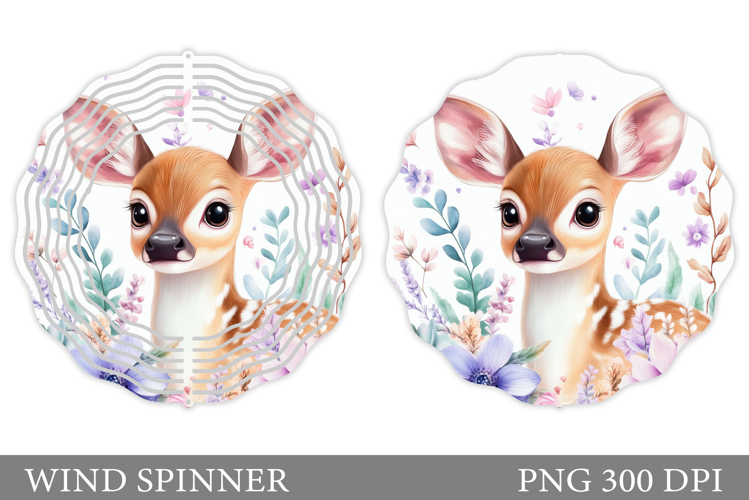 Cute Deer Wind Spinner. Deer Flowers Wind Spinner Design