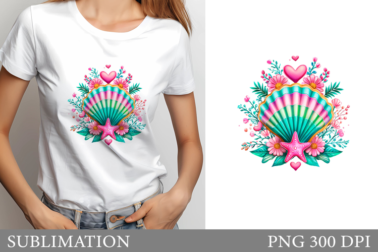 Seashell T-Shirt Design. Seashell Sublimation